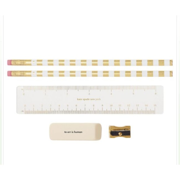 KATE SPADE NEW YORK "HEARTS" PENCIL CASE FILLED WITH LISTED ITEMS - Picture 2 of 4